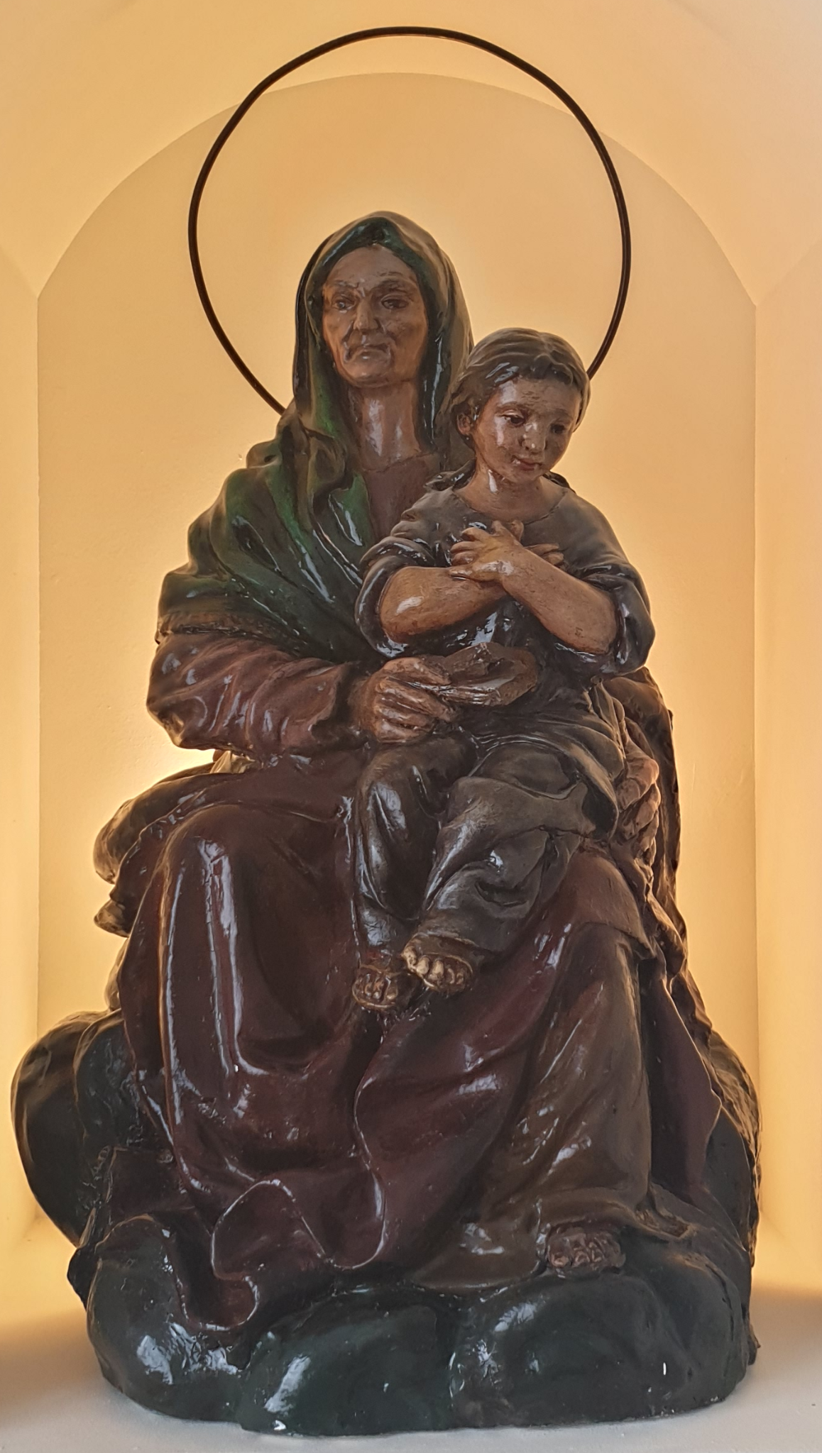 Escultura religiosa original de Virgen con Niño antes de su digitalización 3D