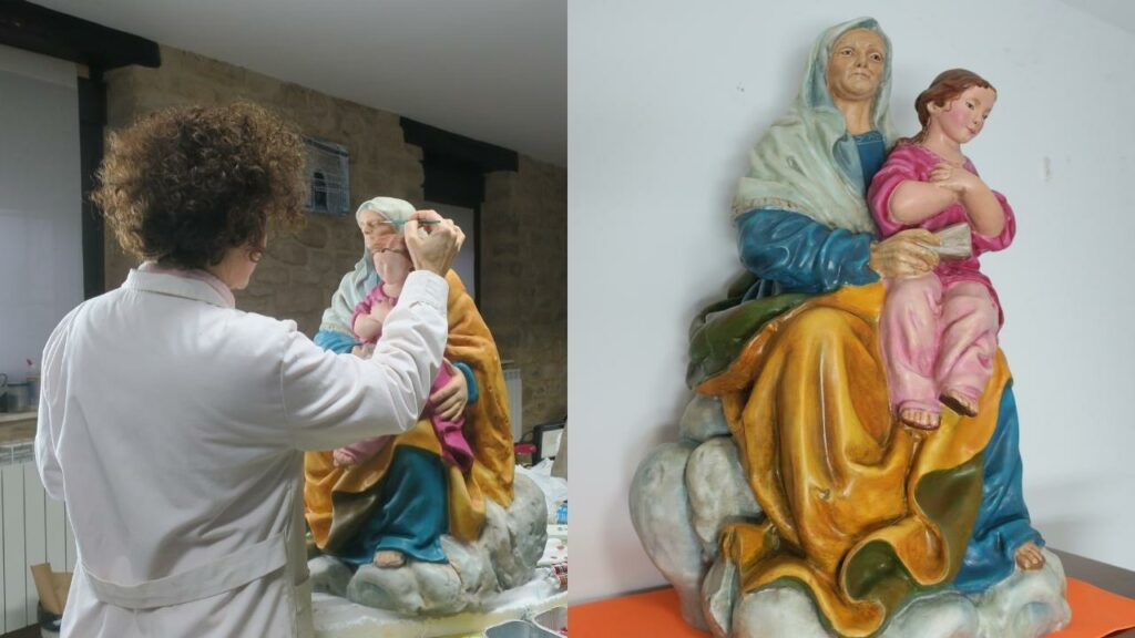 Réplica de escultura religiosa de la Virgen de Lourdes fabricada mediante impresión 3D en Navarra